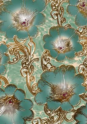 Blue 7 Giant Florals A4 Backing Paper
