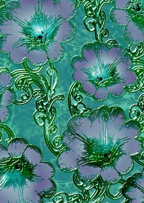 Blue Lilac 2 Giant Florals A4 Backing Paper