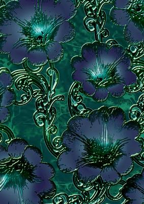 Blue Lilac 3 Giant Florals A4 Backing Paper