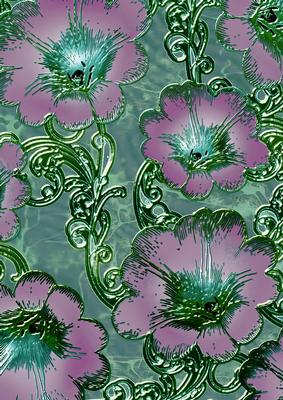 Blue Lilac 4 Giant Florals A4 Backing Paper