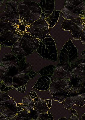 Dark Black 2 Giant Florals A4 Backing Paper