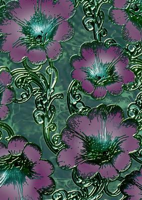 Blue Lilac 5 Giant Florals A4 Backing Paper