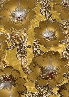 Gold 1 Giant Florals A4 Backing Paper