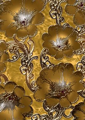 Gold 2 Giant Florals A4 Backing Paper