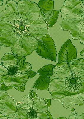 Green 2 Big Blooms A4 Backing Paper