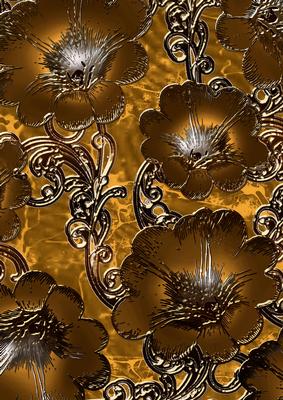 Gold 3 Giant Florals A4 Backing Paper