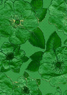 Green 3 Big Blooms A4 Backing Paper