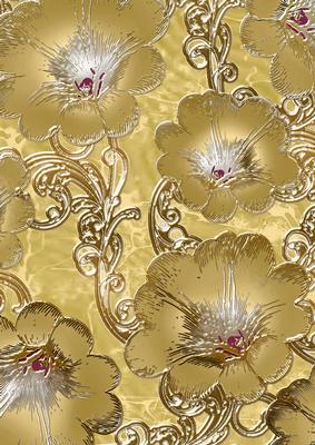 Gold 4 Giant Florals A4 Backing Paper
