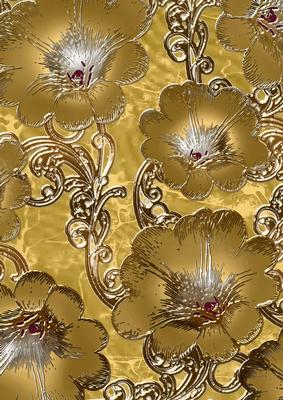 Gold 5 Giant Florals A4 Backing Paper