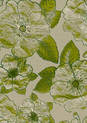 Green 5 Big Blooms A4 Backing Paper