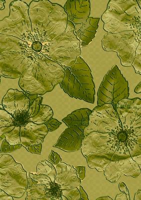 Green 6 Big Blooms A4 Backing Paper