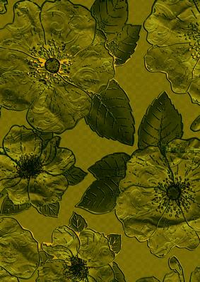 Green 7 Big Blooms A4 Backing Paper