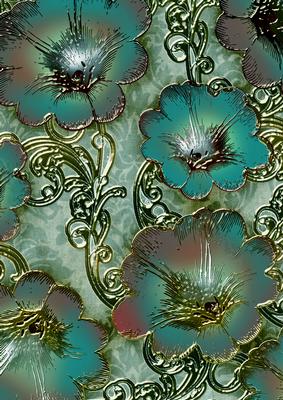 Green 1 Giant Florals A4 Backing Paper