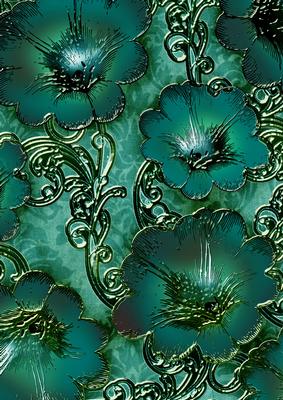 Green 2 Giant Florals A4 Backing Paper
