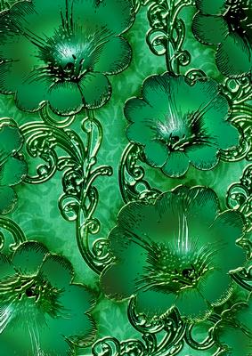 Green 4 Giant Florals A4 Backing Paper