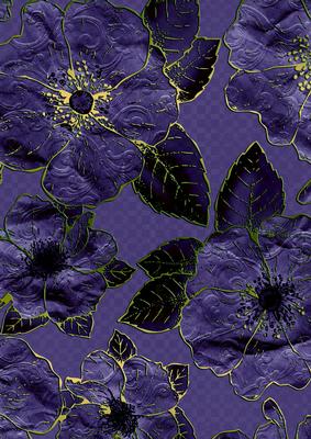 Deep Purple 5 Big Florals A4 Backing Paper