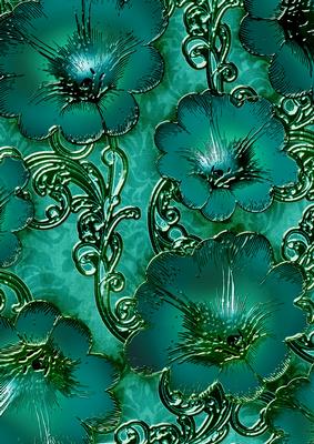 Green 6 Giant Florals A4 Backing Paper