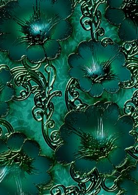 Green 7 Giant Florals A4 Backing Paper
