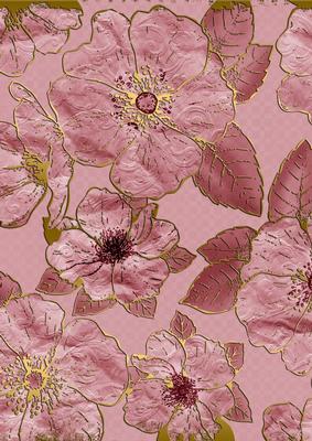 Pink 7 Big Florals A4 Backing Paper