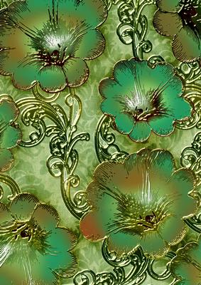 Green 8 Giant Florals A4 Backing Paper