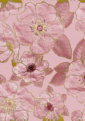 Pink 8 Big Florals A4 Backing Paper