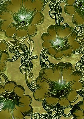 Green 11 Giant Florals A4 Backing Paper