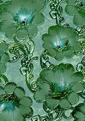 Green 13 Giant Florals A4 Backing Paper