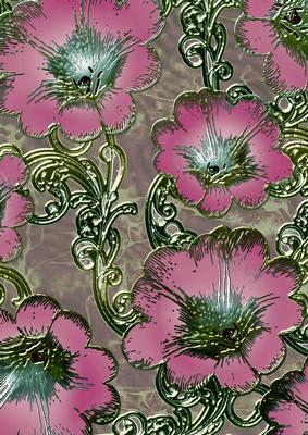 Pink 4 Giant Florals A4 Backing Paper