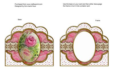 Painted Roses 2 Anglaise Scallop Card Base Frame