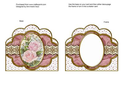 Pink Rose Duo Anglaise Scallop Card Base Frame