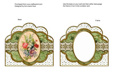 Green Mixed Bouquet Anglaise Scallop Card Base Frame