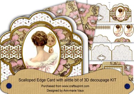 Mirror Lady Anglaise Scalloped 3D Decoupage Card Kit