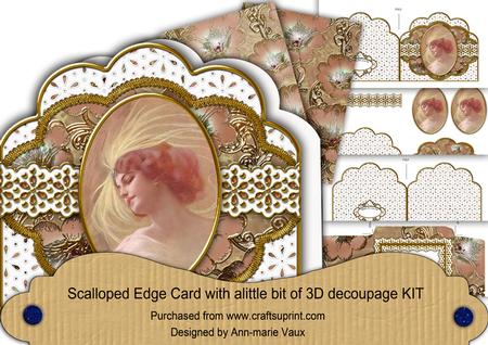 Beautiful Lady Anglaise Scalloped 3D Decoupage Card Kit
