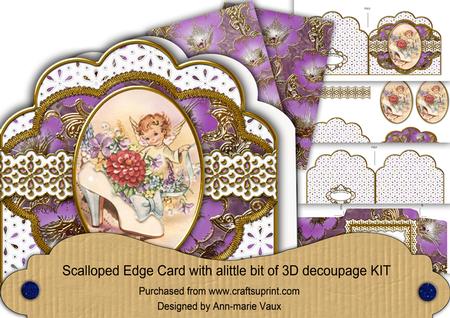 Shoe Fairy Lilac Anglaise Scalloped 3D Decoupage Card Kit