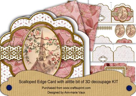 Blossom Church Anglaise Scallop 3D Decoupage Card Kit