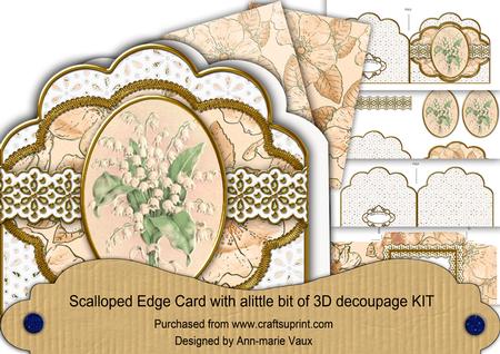 Snowdrops Embossed Anglaise Scallop 3D Decoupage Card Kit