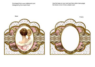 Mirror Lady Embroidery Anglaise Scallop Card Base Frame