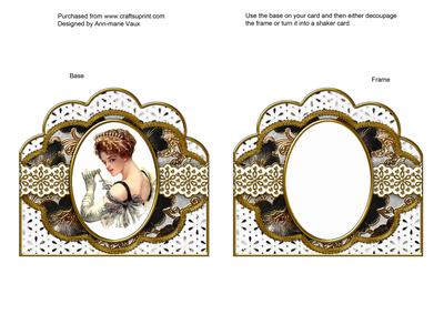 Opera Lady Embroidery Anglaise Scallop Card Base Frame