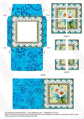 Blue Daisies Lace 3in Mini Card Envelope Quad Corner Aio