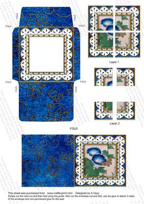 Morning Glory Blue Lace 3in Card Envelope Quad Corner Aio