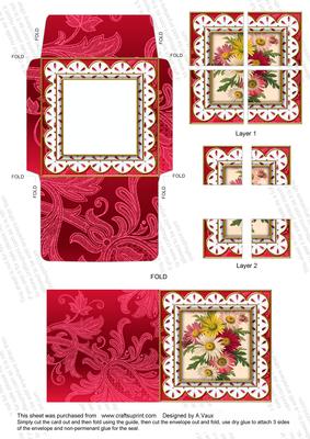 Crazee Daisies Pink Lace 3in Card Envelope Quad Corner Aio