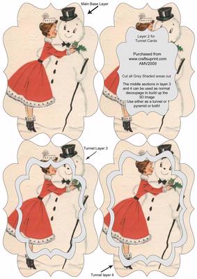 Mummy Kissing Snowman Fancy Bracket Tunnel Sheet