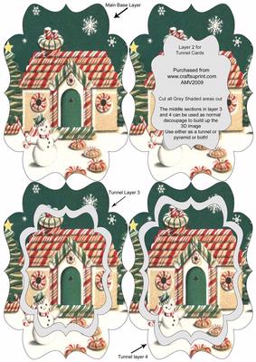 Snowman Gingerbread House Fancy Bracket Tunnel Sheet