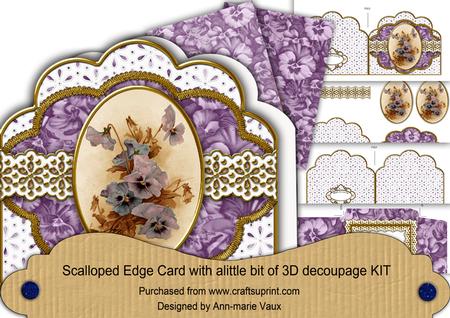 Purple Pansy 2 Anglaise Scalloped 3D Decoupage Card Kit