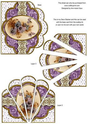 Purple Panises 2 Anglaise Scallop Deco Stacker