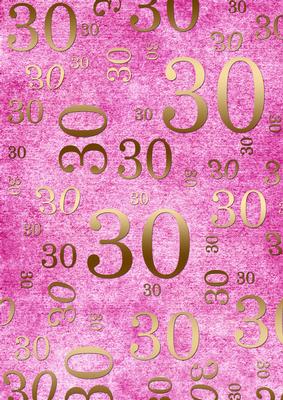 Pink and Gold 30th Birthday A4 Backing Paper