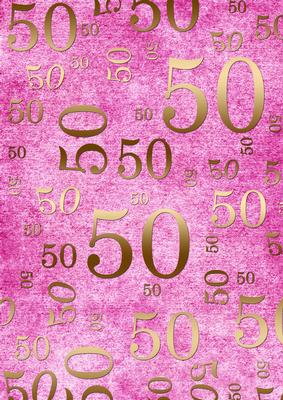 Pink and Gold 50th Birthday A4 Backing Paper