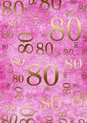 Pink and Gold 80th Birthday A4 Backing Paper