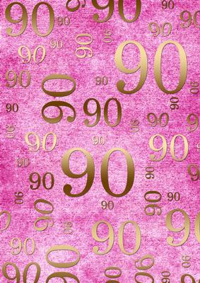 Pink and Gold 90th Birthday A4 Backing Paper