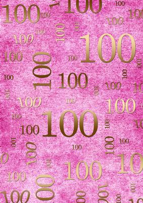 Pink and Gold 100th Birthday A4 Backing Paper